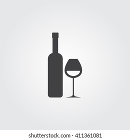Wine icon vector, bottle glass solid illustration, pictogram isolated on gray