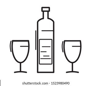 Wine Icon in Vector Format. Wine, Champagne, alcohol, holiday, a glass of wine, elite. Suitable for the themes of the holiday, restaurant, cafe, date, drink, alcohol, new year.