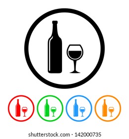 Wine Icon in Vector Format with Four Color Variations