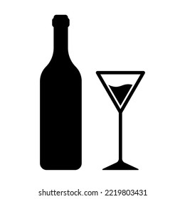 Wine icon vector Illustration. Wine bottle with wine glass icon isolated on white background. 