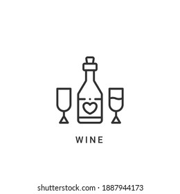 ilustración vectorial de icono de vino. diseño de contorno de icono de vino.
