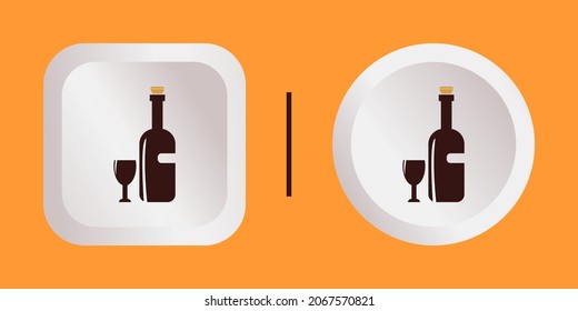 Wine Icon Vector Illustration Template Logo Design Like 3D Square and Round For Your Business it may be a Hotel, Motel, etc with Editable Strokes.