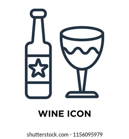 Wine icon vector isolated on white background, Wine transparent sign , thin symbols or lined elements in outline style