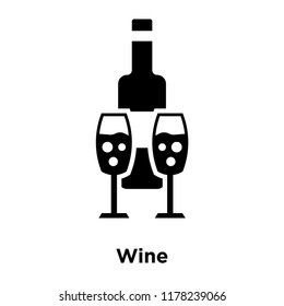 Wine icon vector isolated on white background, logo concept of Wine sign on transparent background, filled black symbol