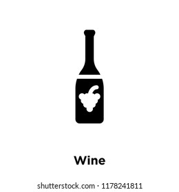 Wine icon vector isolated on white background, logo concept of Wine sign on transparent background, filled black symbol