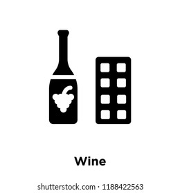 Wine icon vector isolated on white background, logo concept of Wine sign on transparent background, filled black symbol