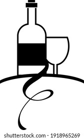 wine icon vector logo alcoholic beverage drink symbol, wine bottle and glass.