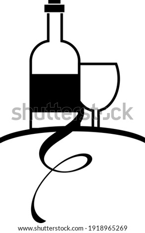 wine icon vector logo alcoholic beverage drink symbol, wine bottle and glass.