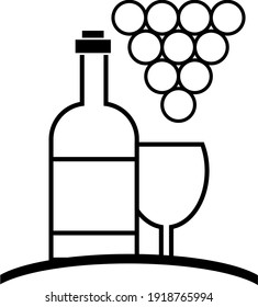  wine icon vector logo , Drink, alcoholic beverage symbol, wine bottle and glass, bunch of grapes