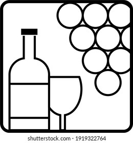 wine icon vector logo , Drink, alcoholic beverage symbol, wine bottle and glass, bunch of grapes