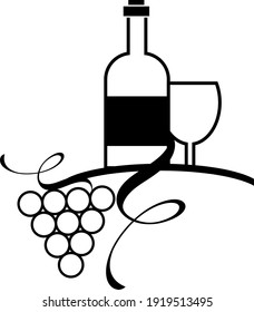  wine icon vector logo , Drink, alcoholic beverage symbol, wine bottle and glass, bunch of grapes