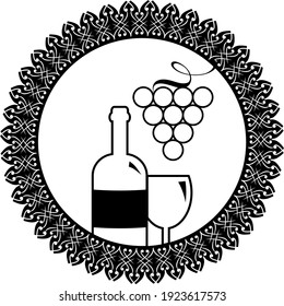  wine icon vector logo , Drink, alcoholic beverage symbol, wine bottle and glass, bunch of grapes