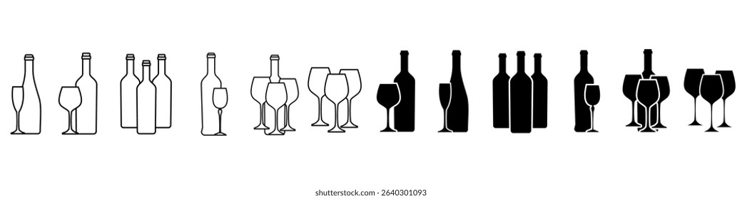 Wine icon vector set. Wine shop illustration sign collection. wine tasting symbol or logo.