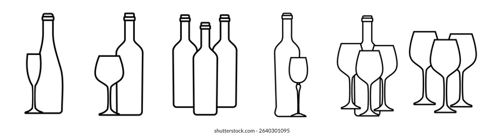 Wine icon vector set. Wine shop illustration sign collection. wine tasting symbol or logo.