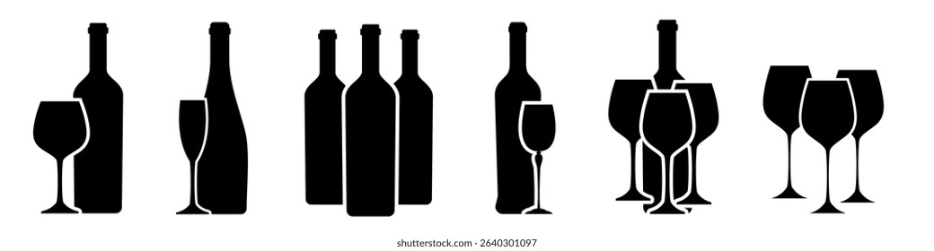 Wine icon vector set. Wine shop illustration sign collection. wine tasting symbol or logo.