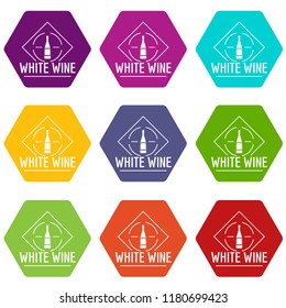 Wine icons 9 set coloful isolated on white for web
