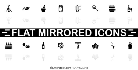 Wine icons - Black symbol on white background. Simple illustration. Flat Vector Icon. Mirror Reflection Shadow. Can be used in logo, web, mobile and UI UX project.