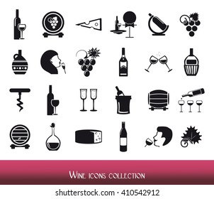 Wine icons collection. Design elements for restaurants.