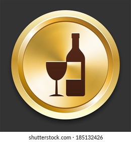 Ícones de Vinho na Coleção de Botões Ouro