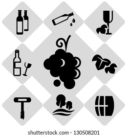 Wine icons on grey