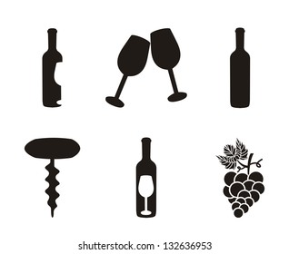 wine icons over white background. vector illustration