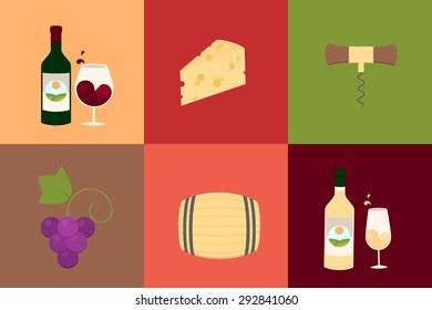 Wine icons set