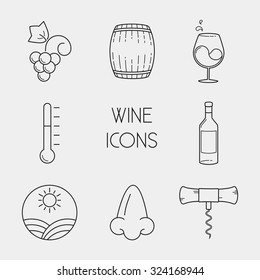 Wine icons set
