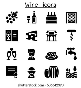 Wine icons set