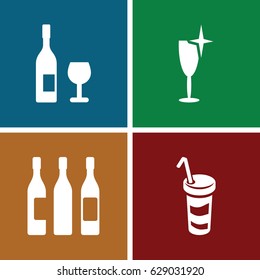 Wine icons set. set of 4 wine filled icons such as 