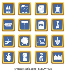 Wine icons set in blue color isolated vector illustration for web and any design