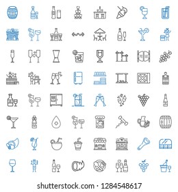 wine icons set. Collection of wine with champagne, grape, food, cornucopia, wine bottle, chef, wine glass, food and restaurant, bottle opener. Editable and scalable icons.