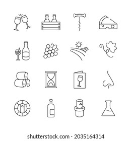 wine icons set. Home wine pack symbol vector elements for infographic web