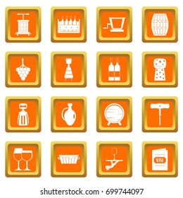 Wine icons set in orange color isolated vector illustration for web and any design