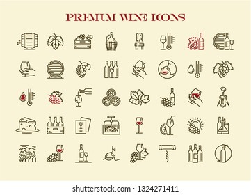 Wine icons set. Premium quality wine icons collection.