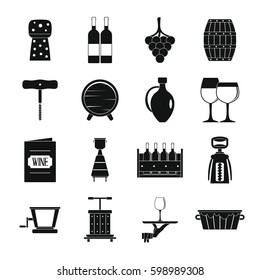 Wine icons set. Simple illustration of 16 wine vector icons for web