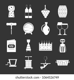 Wine icons set vector white isolated on grey background 