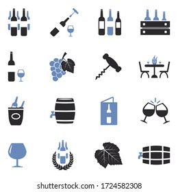 Wine Icons. Two Tone Flat Design. Vector Illustration.