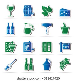 Wine industry objects icons -vector icon set