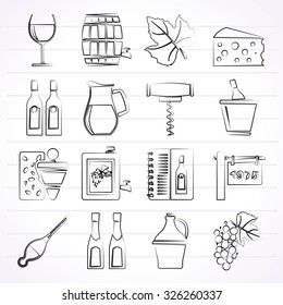 Wine industry objects icons -vector icon set