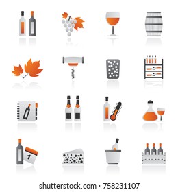 Wine industry objects icons -vector icon set