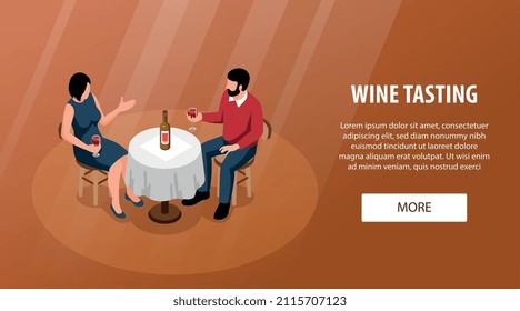 Wine isometric composition with beverage variety and tasting symbols vector illustration