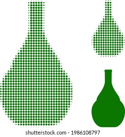 Wine jug halftone dotted icon. Halftone array contains circle dots. Vector illustration of wine jug icon on a white background.