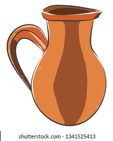 Wine jug made from clay illustration color vector on white background