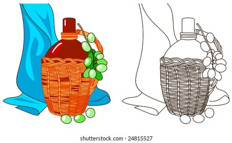 Wine jug in the wattled basket