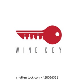 Wine Key Concept With Bottles Vector Design Template