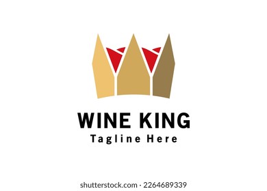 Wine king logo design with w letter crown