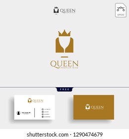 wine kingdom, queen wine elegant logo template vector illustration