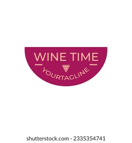 Wine Label Flat Vector Design. Wine Grape Emblem, Logo for Bar, Cafe, Restaurant.