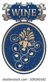wine label with gold grape illustration