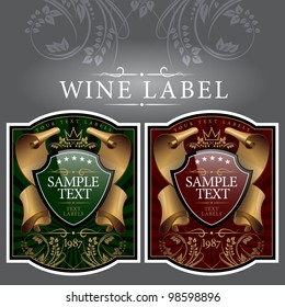 wine label with a gold ribbon